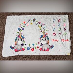 💙 NIBag Unicorn Floral Milestone Baby Blanket
